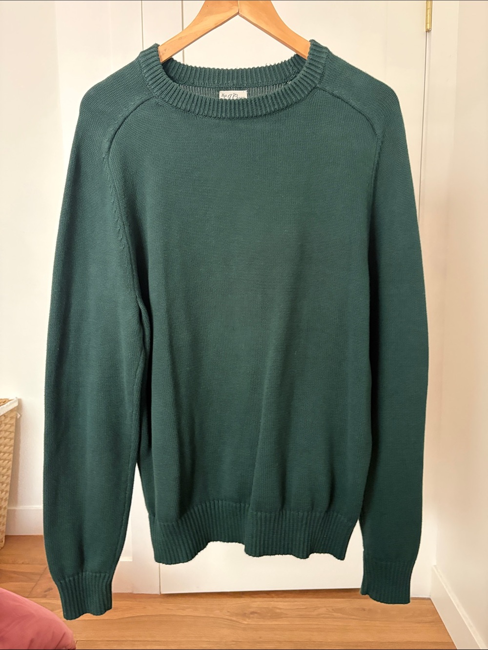 J. Crew 100% Cotton Classic Crewneck Men's Sweater in Forest Green